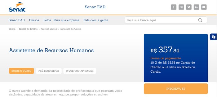 Assistente de Recursos Humanos - SENAC